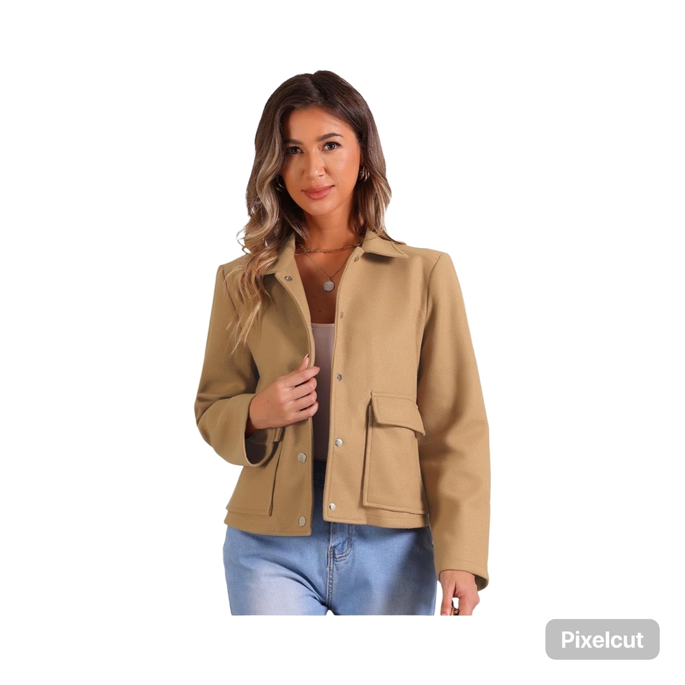 NWOT Size Small Allegra K Tan Women's Cropped Coat